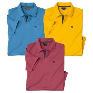 Atlas For Men Mens Plain Polo Shirt (Pack of 3) / Blue/Red/Yellow